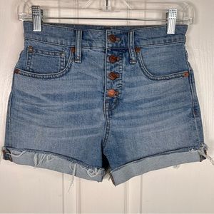 Madewell High Rise Denim Shorts Sz 24 Exposed Buttons